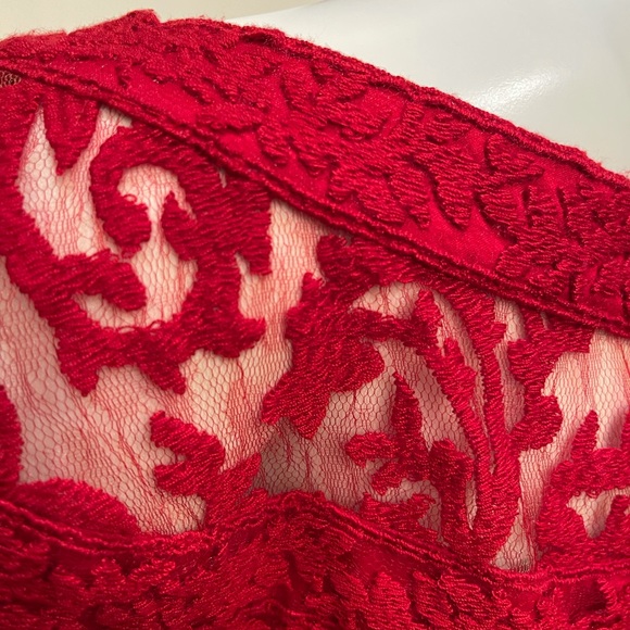TADASHI SHOJI Filigree Embroidered Lace Red Cocktail Dress, NWOT, Size 12 - Picture 7 of 15
